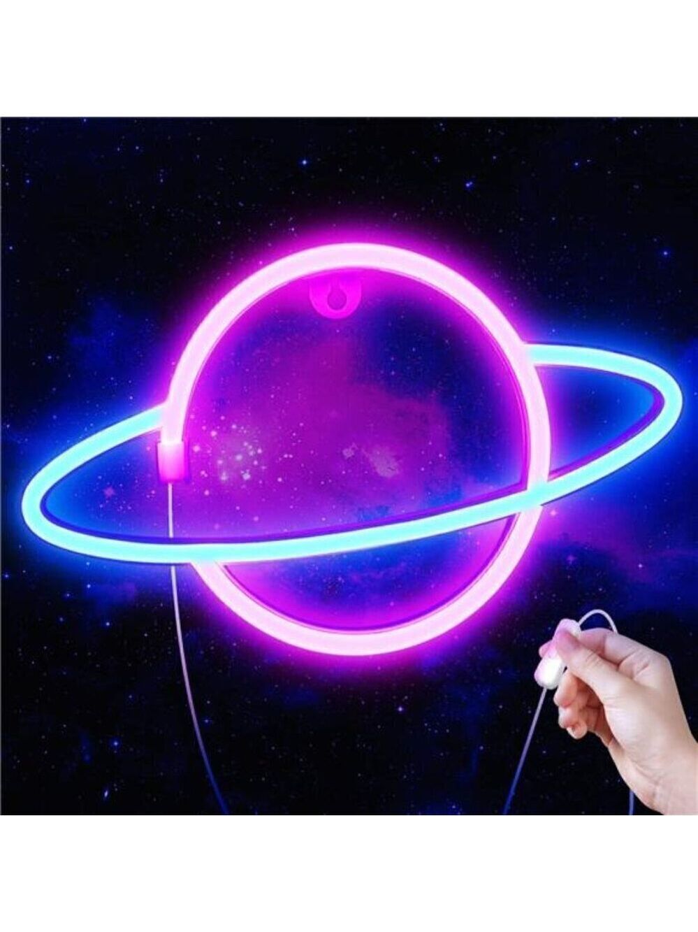 Planet Neon Sign USB Powered Light Led Wall Decor Aesthetic Hanging Saturn NEW